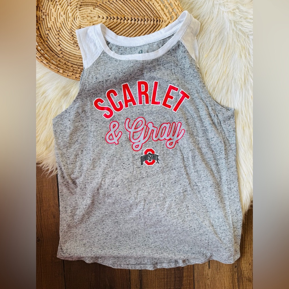 Campus Collection Gray Red Ohio State Buckeyes Tank Top Shirt Size Large